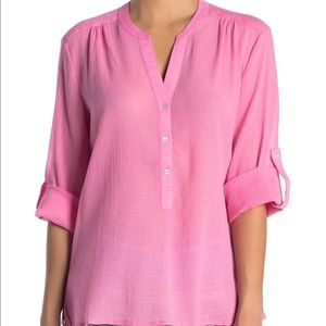 NWOT Tommy Bahama Coastview Gauze Top-Bright Pink.